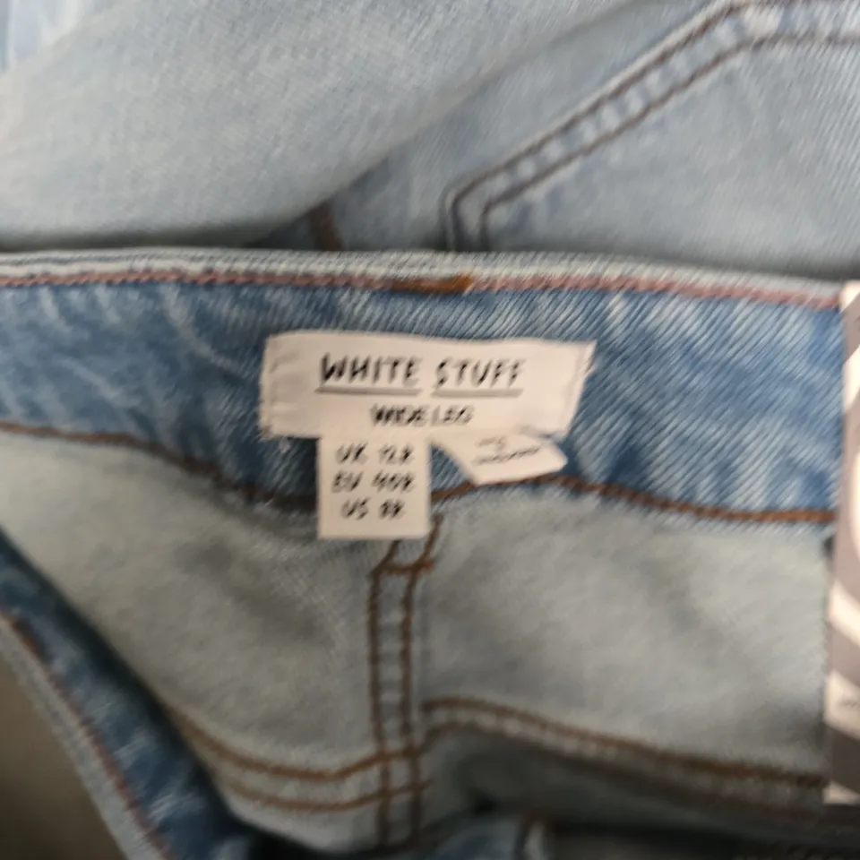 WHITE STUFF AYLA WIDE LEG JEANS IN LIGHT BLUE - UK 12/R