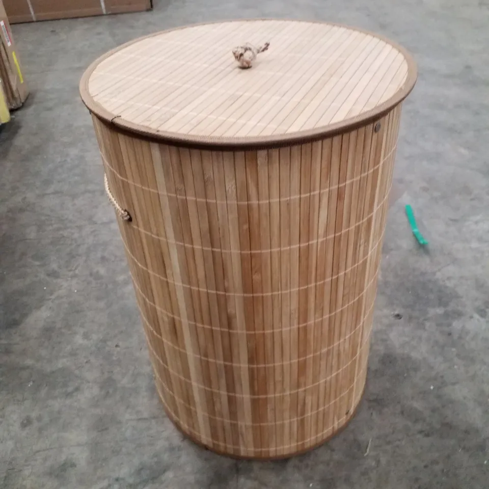 MANTRARAJ BAMBOO LAUNDRY BASKET WITH HANDLE ROUND COLLAPSIBLE LAUNDRY BASKET