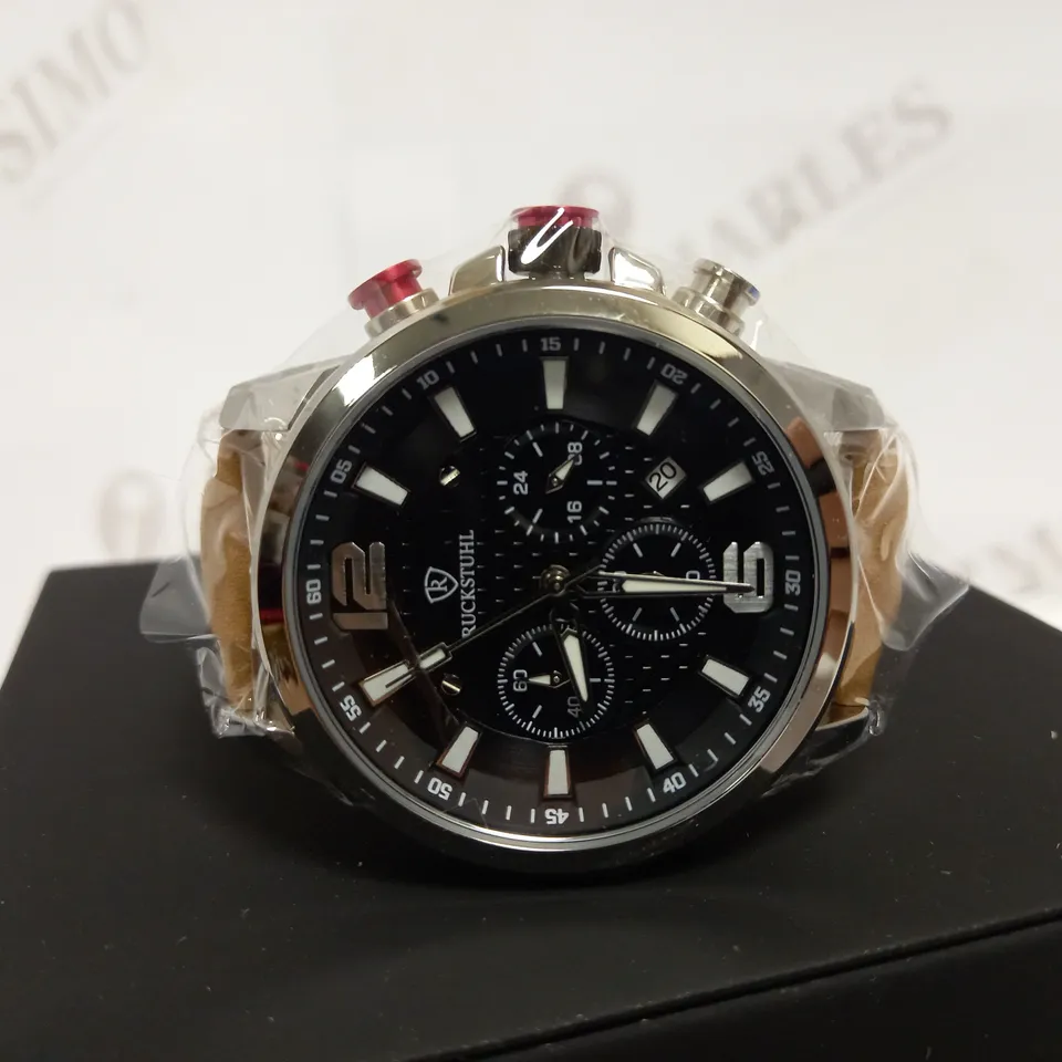 RUCKSTUHL CHRONOGRAPH LEATHER STRAP WATCH RRP £560
