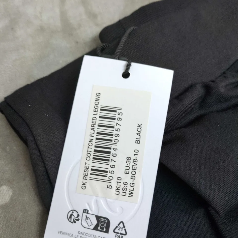 GK COTTON FLARED LEGGINGS – BLACK, UK 10 (EU 38, US 6)