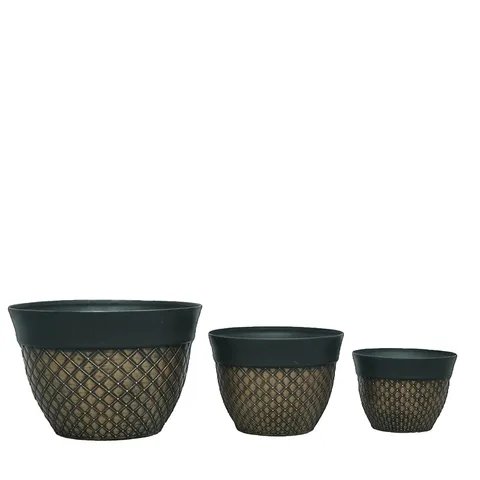 GARDEN REFLECTIONS SET OF 3 NESTING DIAMOND CUT PLANTERS