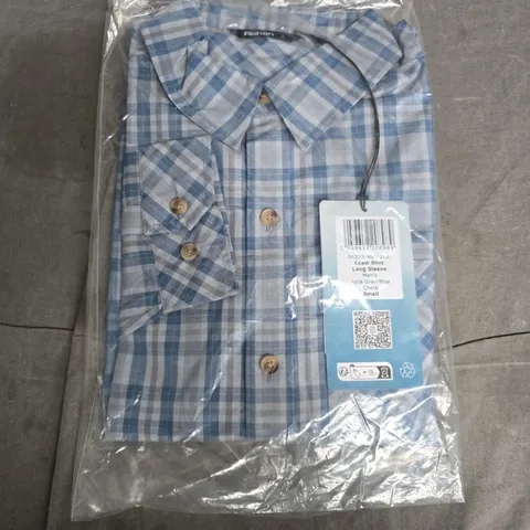 BAGGED ROHAN COAST SHIRT LONG SLEEVE MENS HAZE GREY/BLUE CHECK - SMALL