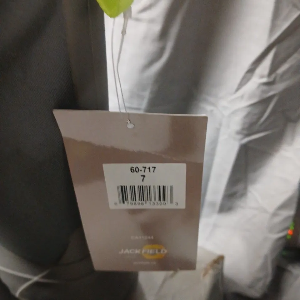 JACK FIELD MEN'S RUBBER WELLINGTON BOOTS – GREY WITH NEON LIME TRIM, UK 7