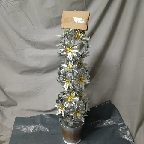 FESTIVE METALLIC CHRISTMAS TREE ORNAMENT IN POT, BOXED