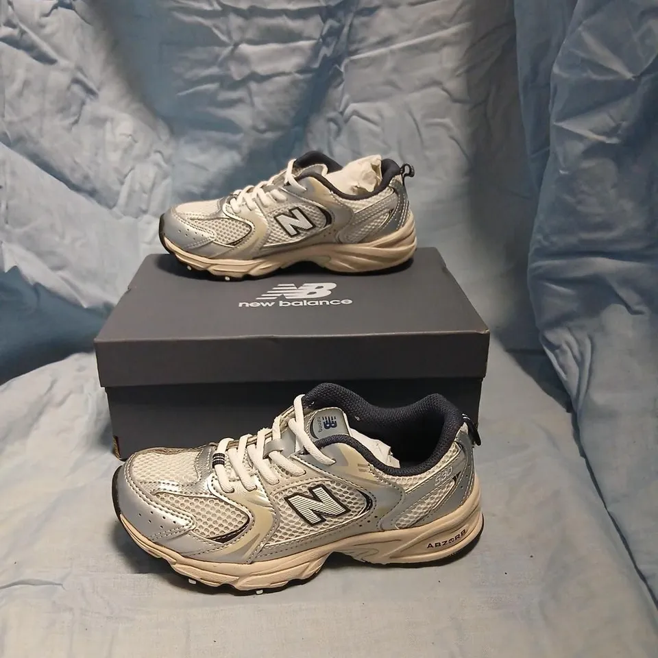 NEW BALANCE 530 RUNNING SHOES - SUMMER FOG, GREY/SILVER (BOXED) SIZE 1.5