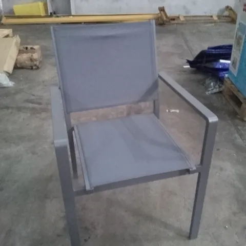 GREY METAL GARDEN ARMCHAIR