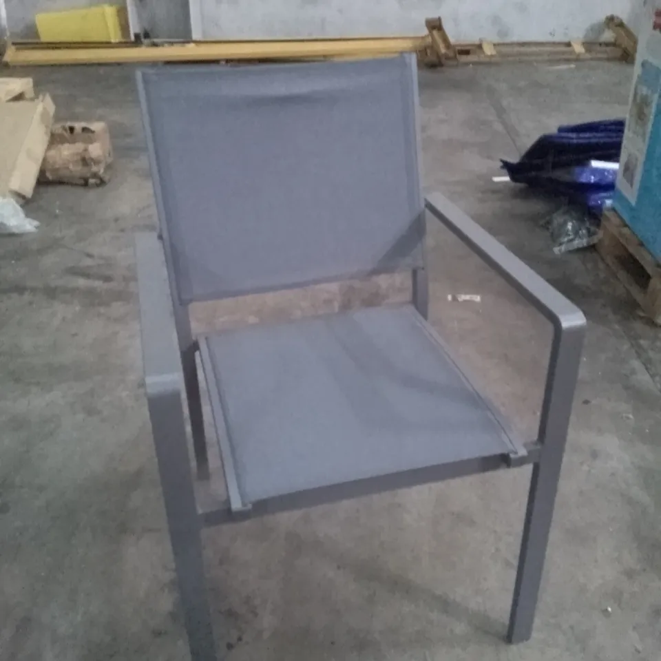 GREY METAL GARDEN ARMCHAIR 