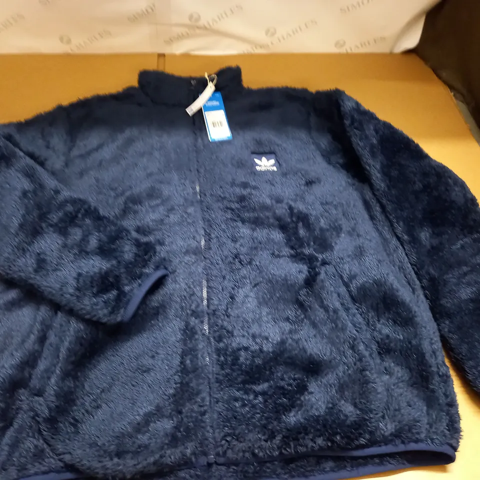 ADIDAS NAVY FLUFFY ZIP THROUGH TOP - UK L