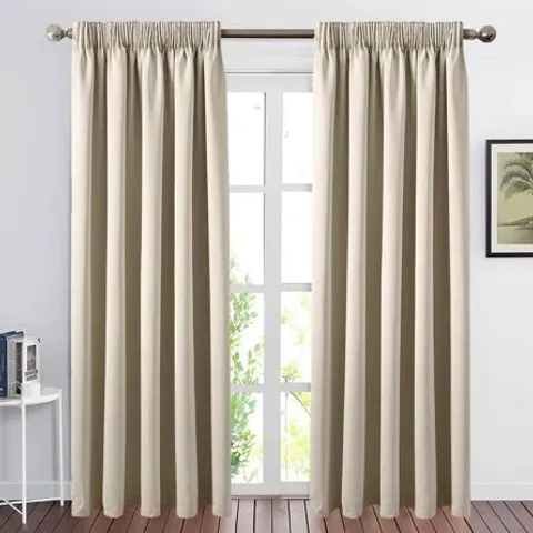 FIFFER PENCIL PLEAT BLACKOUT THERMAL CURTAINS -CREAM-