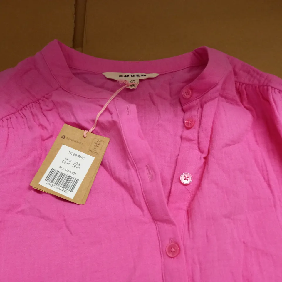 BODEN WIDE SLEEVE CHEESECLOTH PINK TOP - 12