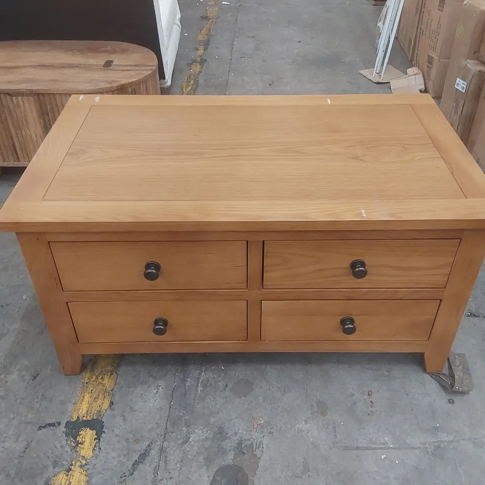 DESIGNER 4-DRAWER SOLID WOOD COFFEE TABLE