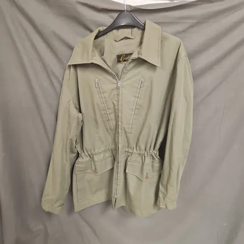KHAKI WOMENS UTILITY JACKET WITH ZIP POCKETS AND DRAWSTRING WAIST SIZE N/A