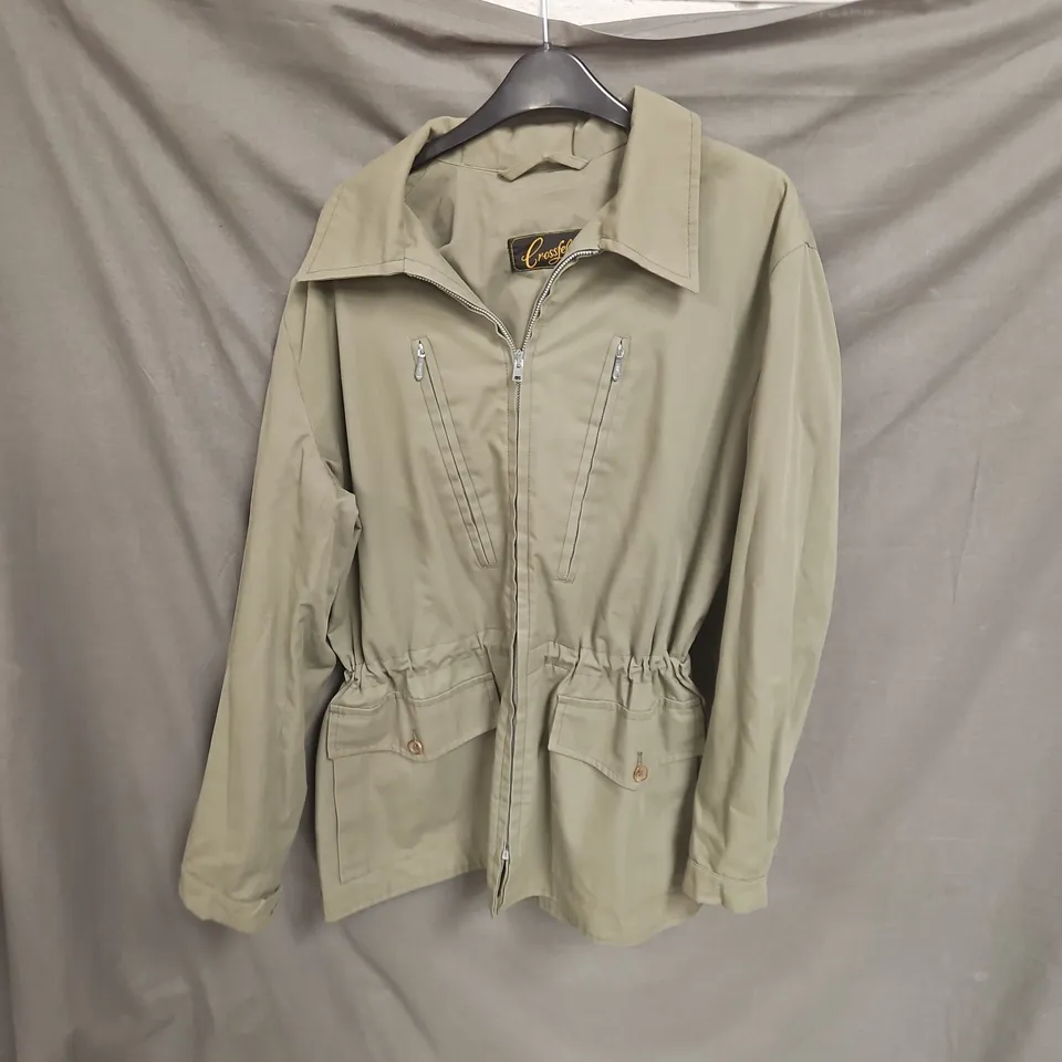 KHAKI WOMENS UTILITY JACKET WITH ZIP POCKETS AND DRAWSTRING WAIST SIZE N/A
