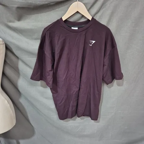 GYMSHARK T-SHIRT – MEN’S, SIZE M, MAROON