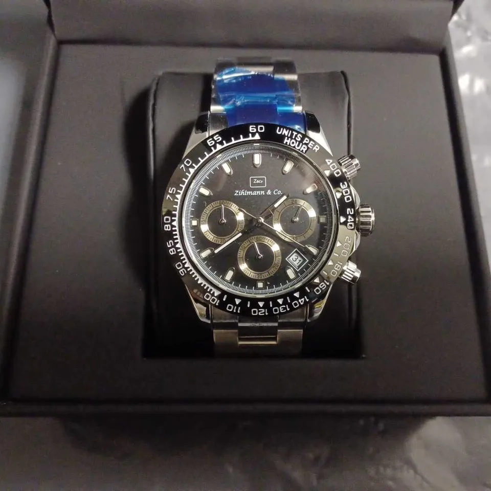 BOXED ZIHLMANN & CO ZC60 WATCH WITH BLACK DIAL 