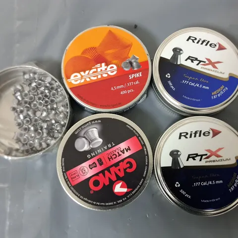 LOT OF 5 ASSORTED TINS OF 1.77 CAL PELLETS TO INCLUDE RXT 4.5MM