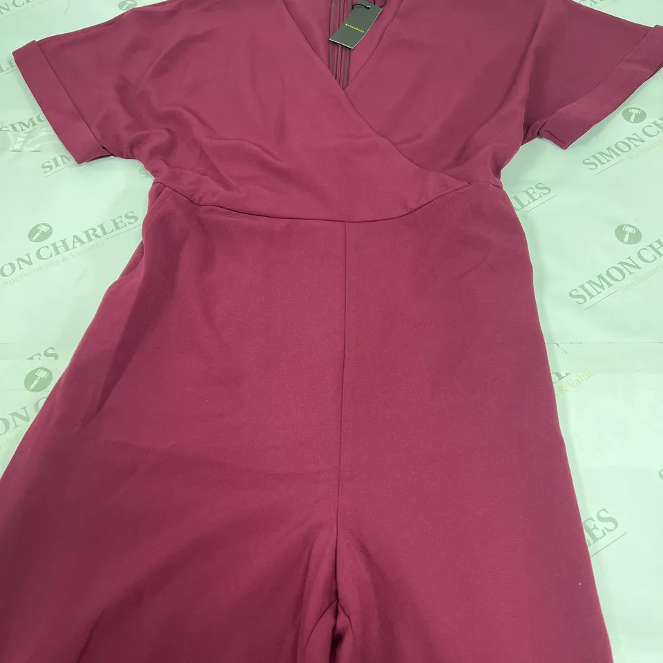 WAREHOUSE WRAP FRONT TIE WAIST RELAXED JUMPSUIT