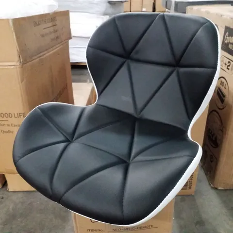 BOXED BLACK AND WHITE UPHOLSTERED OFFICE CHAIR