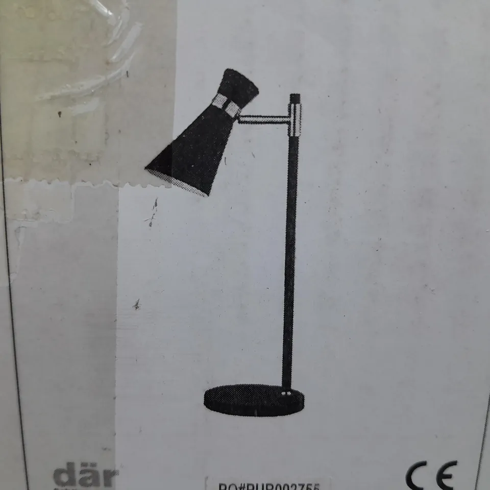 BOXED DAR LIGHTING ASHWORTH TABLE LAMP MATT BLACK & POLISHED CHROME 