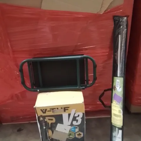 PALLET OF ASSORTED HOUSEHOLD GOODS AND PRODUCTS TO INCLUDE;PRESSURE WASHER,MOSQUITO NET,KNEELING PAD