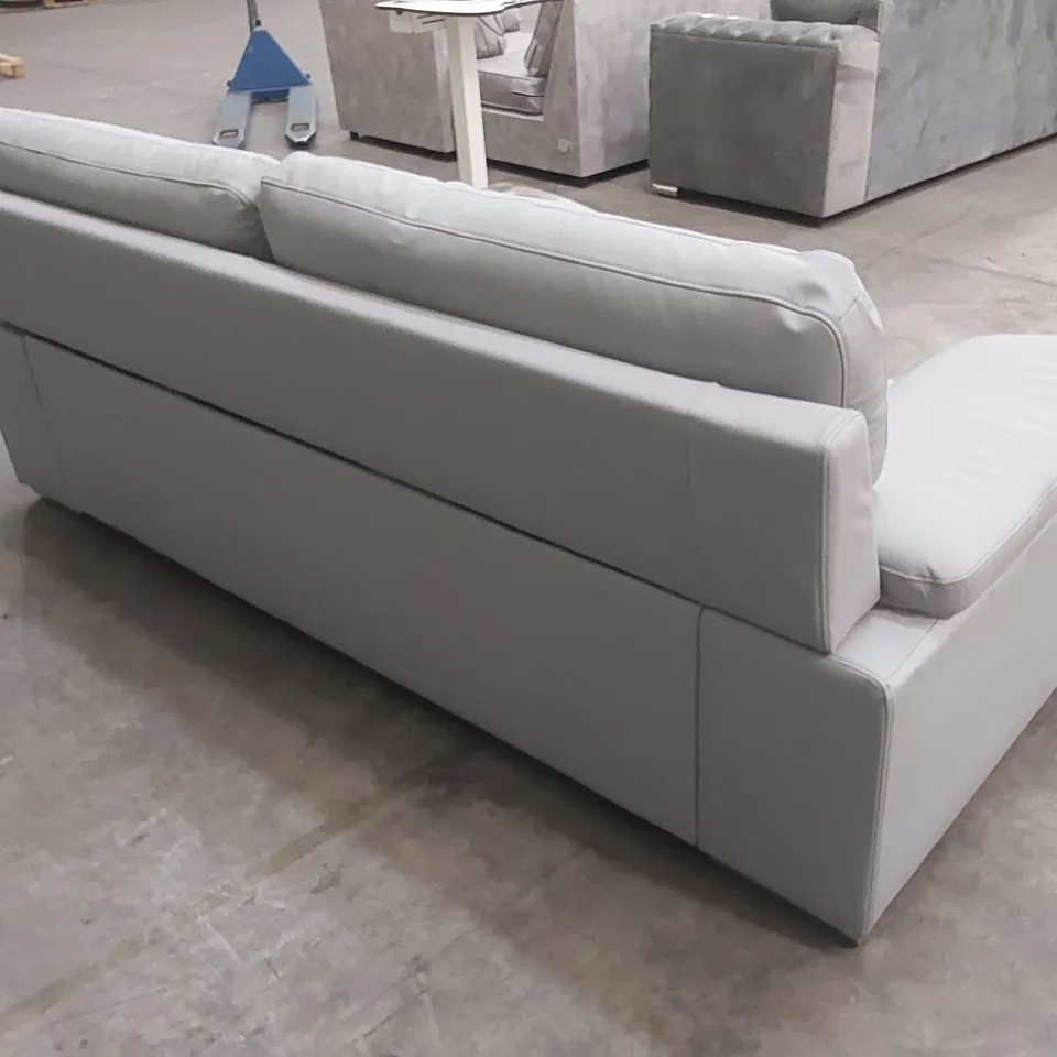 KANSAS 3 SEATER FAUX PU LEATHER SOFA - LIGHT GREY