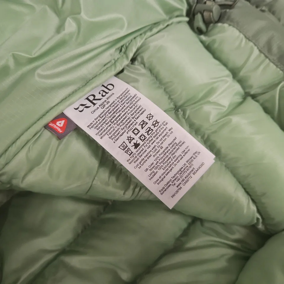 RAB CIRRUS ALPINE JACKET WOMEN’S UK 16 DARK FIG GREEN