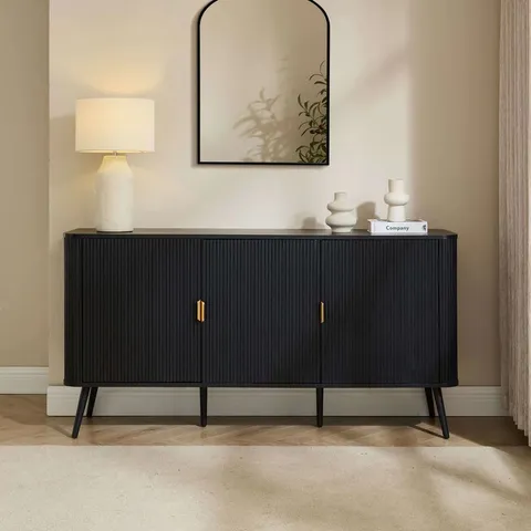 BOXED DUSK HATTIE 3 DOOR SIDEBOARD - BLACK (1 BOX)