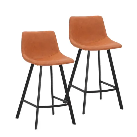 PORTHOS HOME QUINTA COUNTER HEIGHT STOOLS SET OF 2, MICROFIBER, POWDER COATING STEEL -BROWN-
