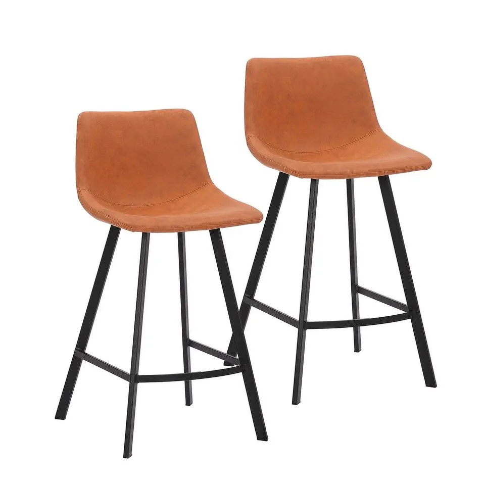 PORTHOS HOME QUINTA COUNTER HEIGHT STOOLS SET OF 2, MICROFIBER, POWDER COATING STEEL -BROWN-