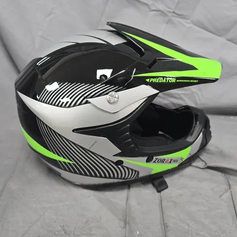 ZORAX MX Predator motocross helmet – neon green and black