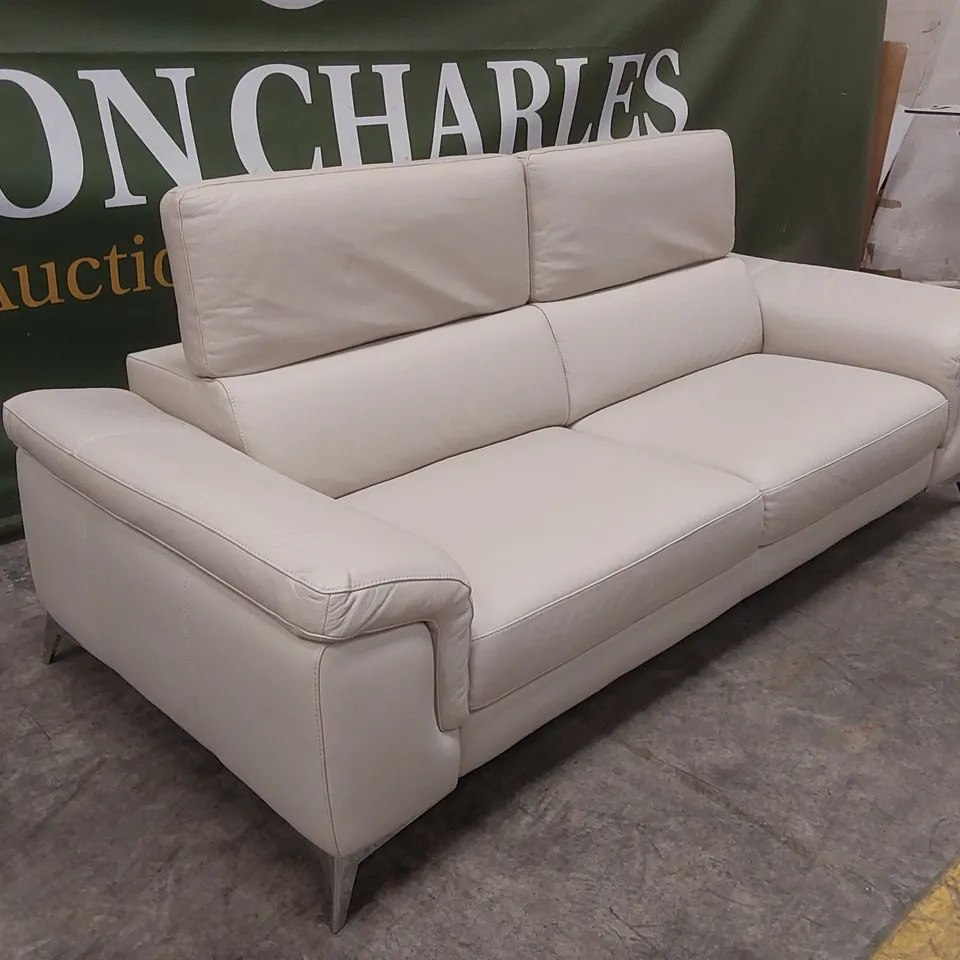 QUALITY DESIGNER ITALIAN MADE FLAVIO 3 SEATER MAXI LEATHER SOFA - SAND