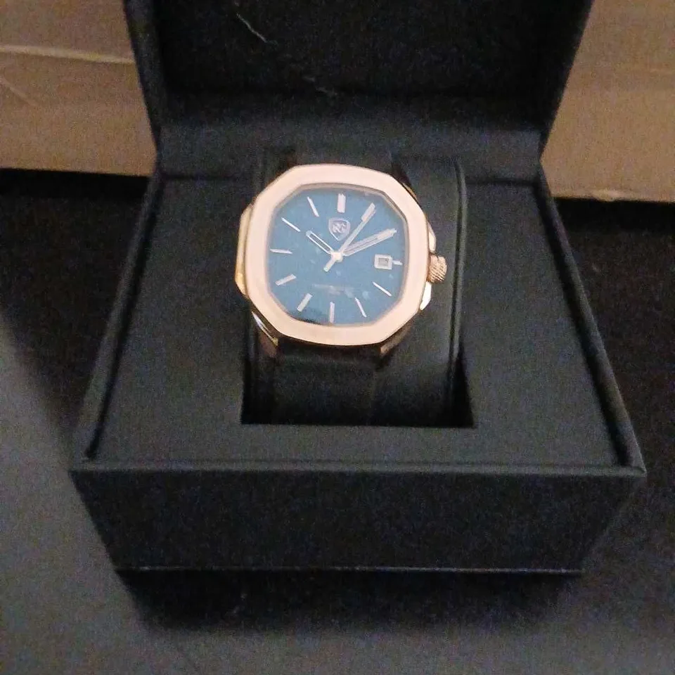 WATCH – BLUE DIAL, ROSE-GOLD TONE CASE, BOXED