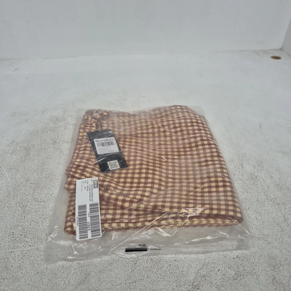 LADIES PALMA CHECK WIDE-LEG TROUSERS – UK 8 (XS), ECRU & CHOCOLATE GINGHAM
