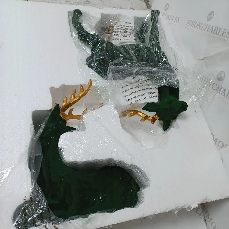 BOXED ALISON CORK SET OF 2 VELVET HENRY STAGS