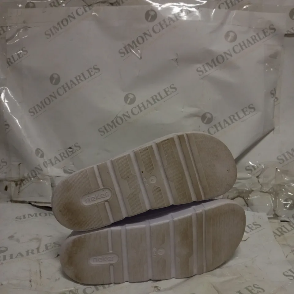 PAIR OF RIEKER DOUBLE STRAP SANDALS IN WHITE SIZE 5