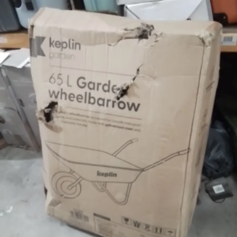 BOXED KEPLIN 65L GARDEN WHEELBARROW