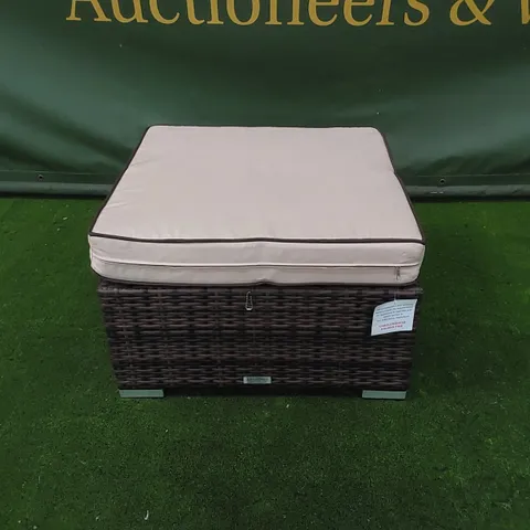 DESIGNER CHOCOLATE MIX RATTAN STOOL WITH CUSHION