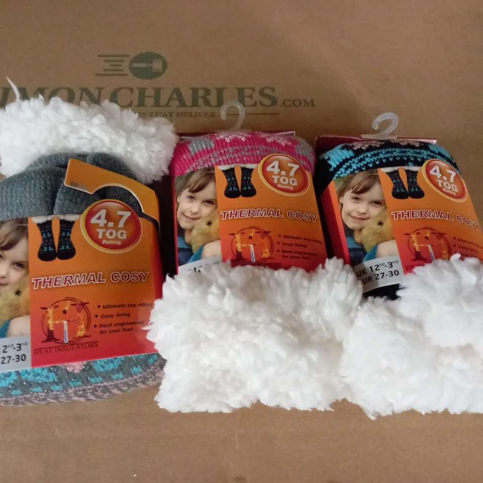 LOT OF 3 PAIRS OF THERMAL COSY SOCKS - UK 12 1/2 - 3 1/2