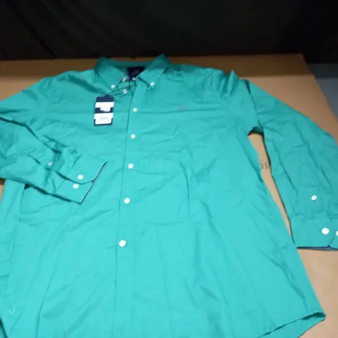 CREW CLOTHING HEXDON SLIM FIT PEPPERMINT SHIRT - XXL