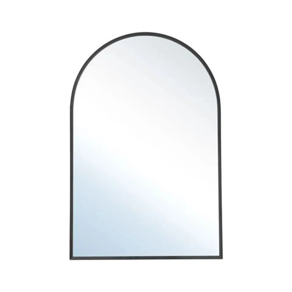 BOXED LIFE IDEAS ARCHED WALL MIRROR IN BLACK ALUMINUM ALLOY FRAME 