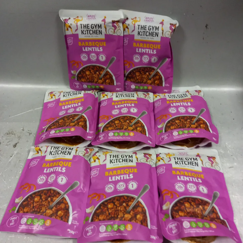 8 X SEALED THE GYM KITCHEN BARBEQUE LENTILS - 8 X 250G