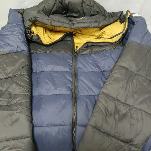 REVOLUTION RACE MENS PADDED JACKET - BLACK/BLUE/MUSTARD - SIZE XL