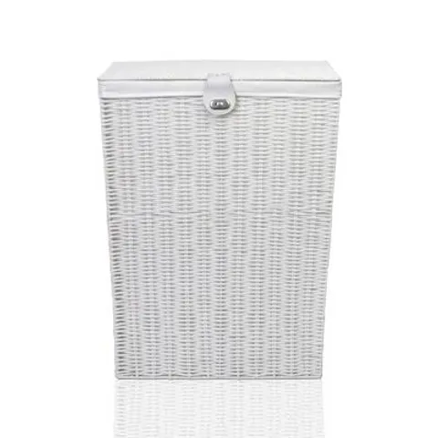 HAND WOVEN PLASTIC LAUNDRY HAMPER WITH HANDLERS