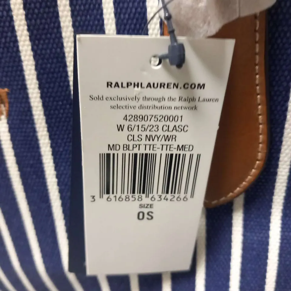 POLO BY RALPH LAUREN STRIPED COTTON TOTE BAG