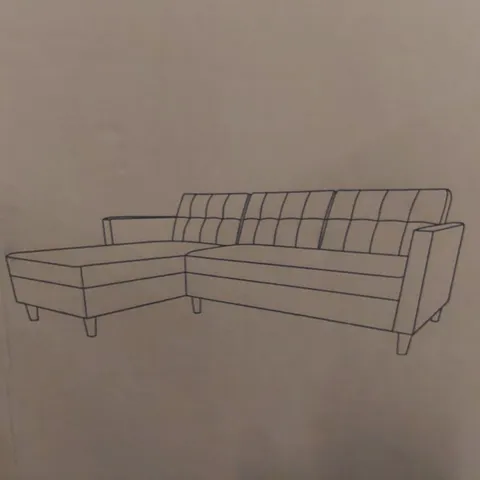 BOXED BLUE VELVET UPHOLSTERED CORNER SOFA (2 BOXES)