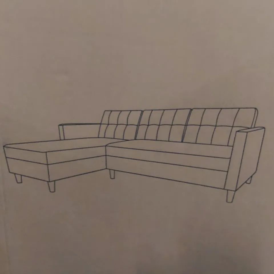 BOXED BLUE VELVET UPHOLSTERED CORNER SOFA (2 BOXES)