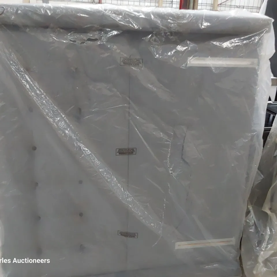 QUALITY BAGGED 4'6" DOUBLE HEADBOARD GREY PLUSH FABRIC 