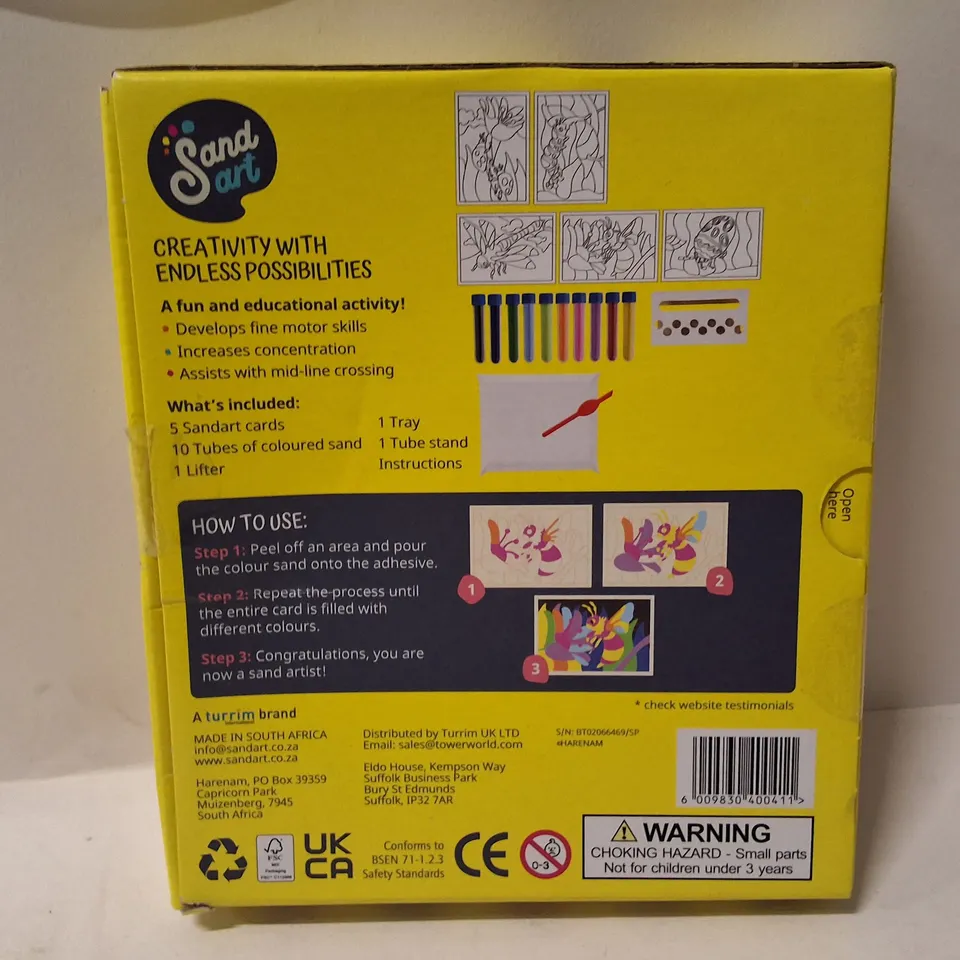 SAND ART KIT – 5 NEON BUGS (SANDART), FOR AGES 4+