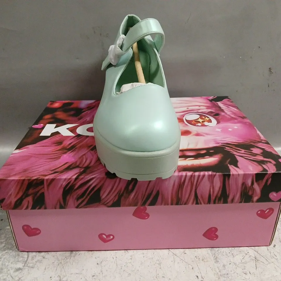 BOXED PAIR OF KOI TIRA PEARL MARY JANES SKY JEWEL EDITION IN BLUE SIZE UK 10