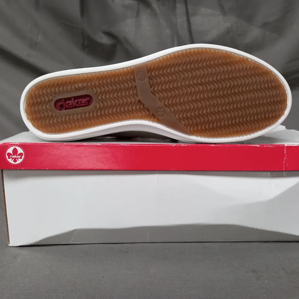 BOXED PAIR OF RIEKER TRAINERS IN METALLIC GOLD SIZE 5